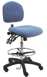 Lissner Lincoln Series Bench Height ESD Chair with Black Nylon Base, Fabric