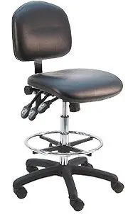 Lissner Lincoln Series Bench Height Cleanroom Chair with Black Nylon Base, Vinyl