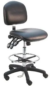 Lissner Lincoln Series Bench Height Cleanroom ESD Chair with Black Nylon Base, Vinyl