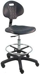Lissner Bench Height Cleanroom ESD Chair with Black Nylon Base, Urethane