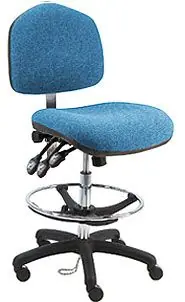 Lissner Washington Series Bench Height ESD Chair with Large Seat, Back & Black Nylon Base, Fabric