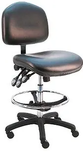 Lissner Washington Series Bench Height Cleanroom Chair with Large Seat, Back & Black Nylon Base, Vinyl