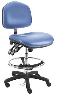 Lissner Washington Series Bench Height Cleanroom ESD Chair with Large Seat, Back & Black Nylon Base, Vinyl