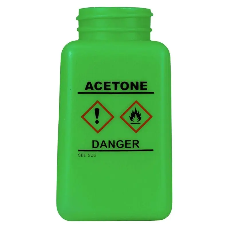 Menda 35732 durAstatic® Dissipative HDPE Bottle, Green with "Acetone" Print & GHS Label, 6 oz.