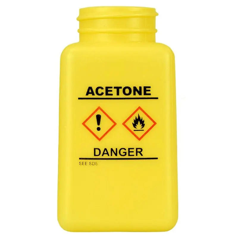 Menda 35733 durAstatic® Dissipative HDPE Bottle, Yellow with "Acetone" Print & GHS Label, 6 oz.