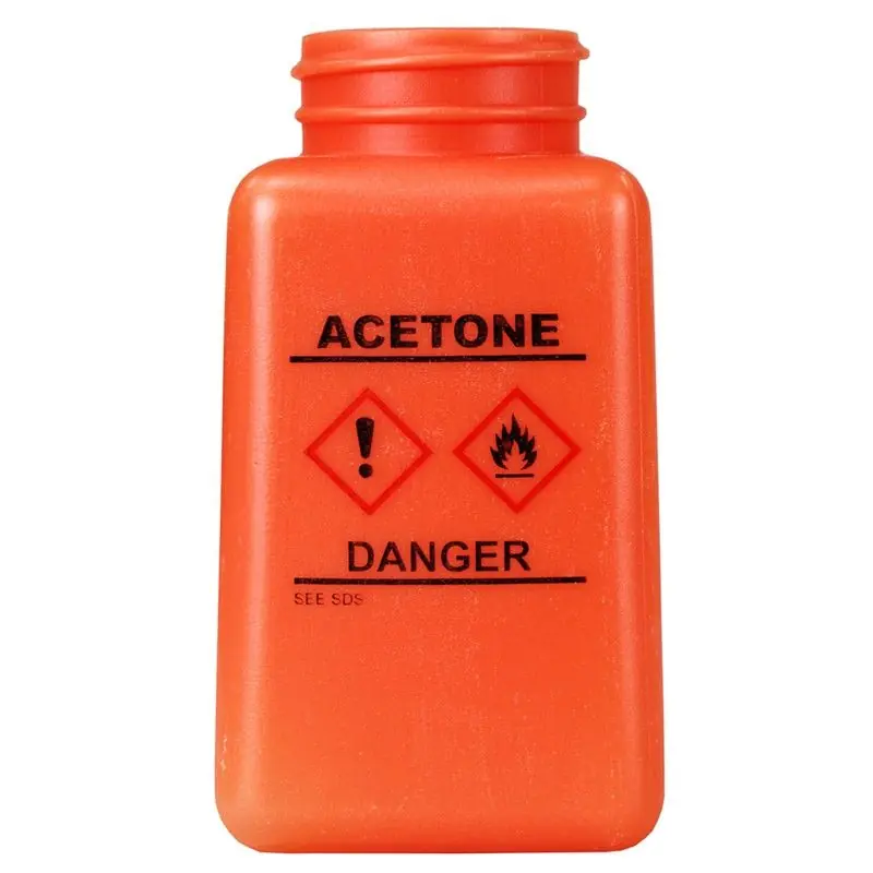 Menda 35734 durAstatic® Dissipative HDPE Bottle, Orange with "Acetone" Print & GHS Label, 6 oz.