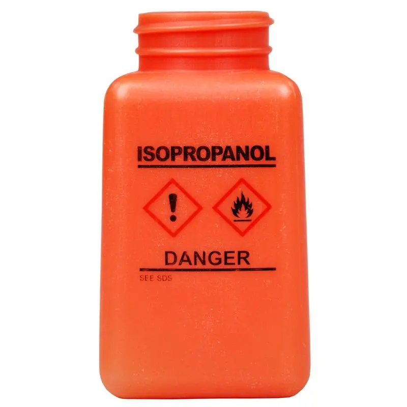 Menda 35739 durAstatic® Dissipative HDPE Bottle, Orange with "Isopropanol" Print & GHS Label, 6 oz.