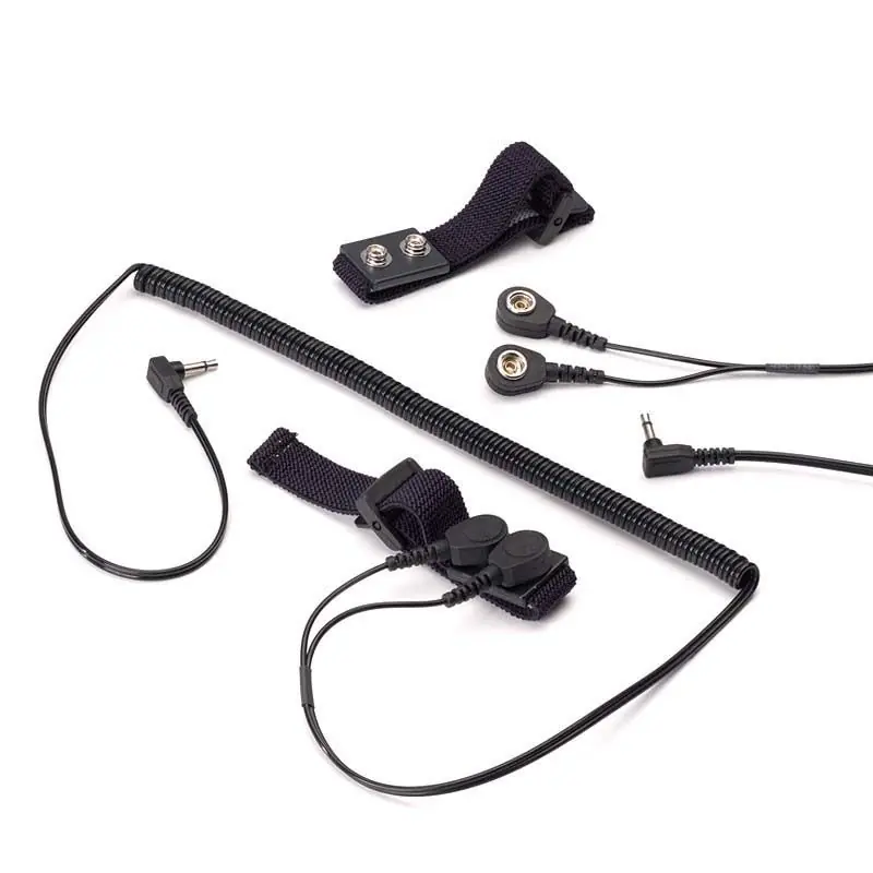 Statico S1050DC-06 Adjustable Navy Blue Elastic Dual Conductor Wrist Strap with 7mm Snaps & 6‘ Coil Cord