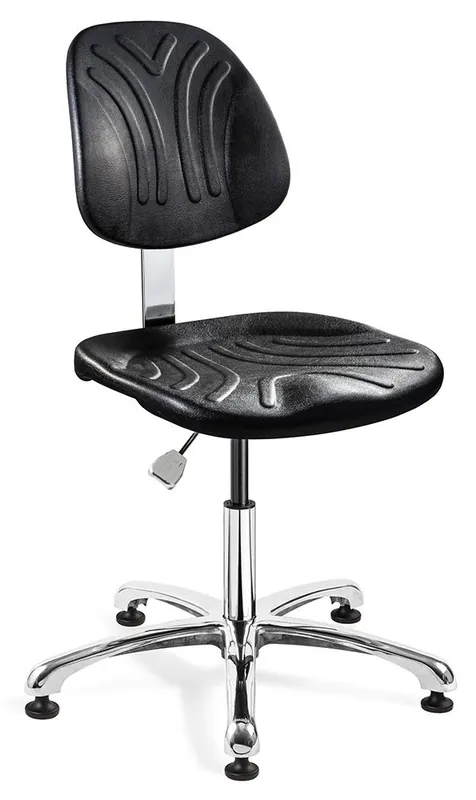 Bevco 7050D Dura Desk Height Chair with Polished Aluminum Base, Black Polyurethane