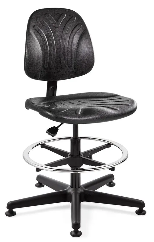 Bevco 7300D Dura Mid-Height Chair with Black Nylon Base, Black Polyurethane