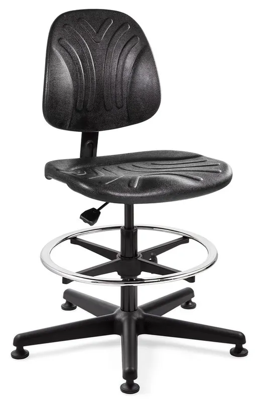 Bevco 7500D Dura Bench Height Chair with Black Nylon Base, Black Polyurethane