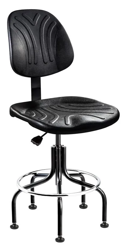 Bevco 7600D Dura Bench Height Chair with Tubular Steel Base, Black Polyurethane