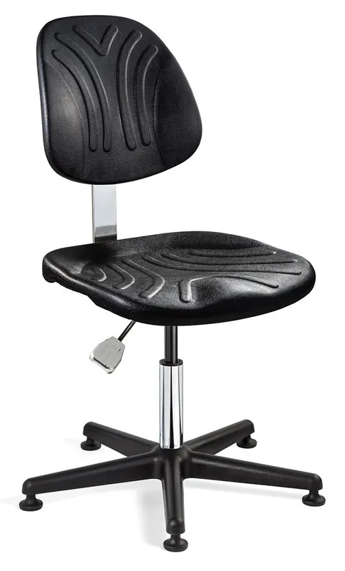 Bevco 7000DC Dura Desk Height Class 10 Cleanroom Chair with Black Nylon Base, Black Polyurethane