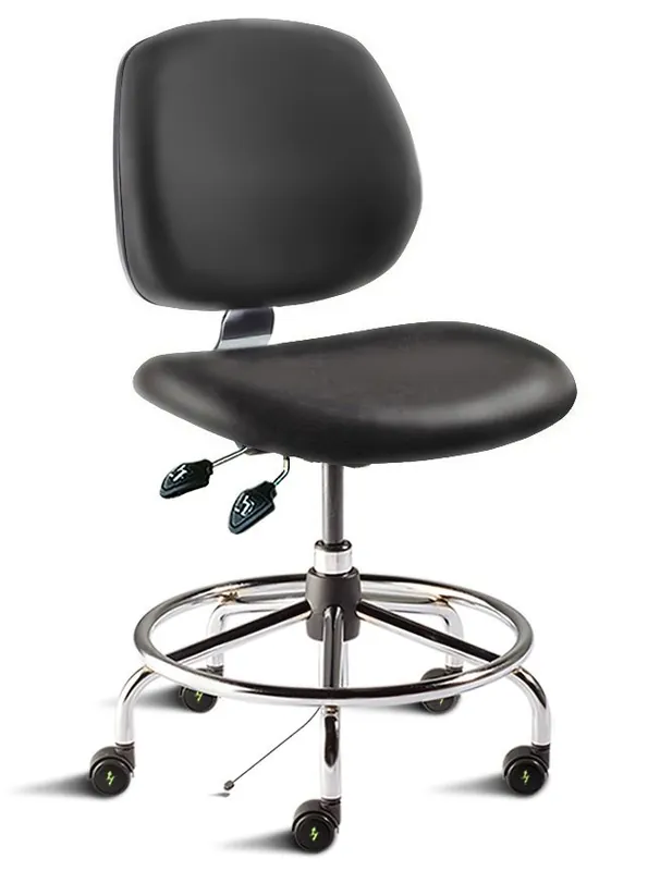 BioFit MVMT Tech Series HD Desk Height Cleanroom ESD Chair with Tubular Steel Base & Attached Footring