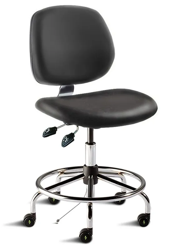 BioFit MVMT Tech Series HD Mid Height Cleanroom ESD Chair with Tubular Steel Base & Attached Footring