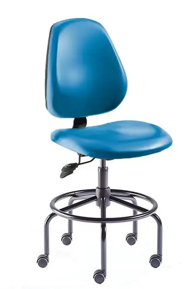 BioFit MVMT Tech Series HD Desk Height Cleanroom Chair with Tubular Steel Base & Attached Footring