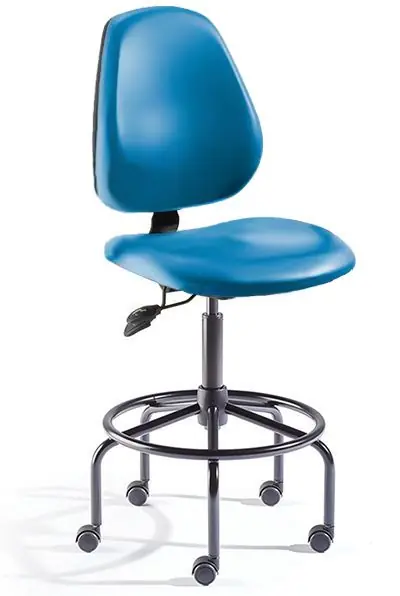 BioFit MVMT Tech Series HD Bench Height Cleanroom Chair with Tubular Steel Base & Attached Footring