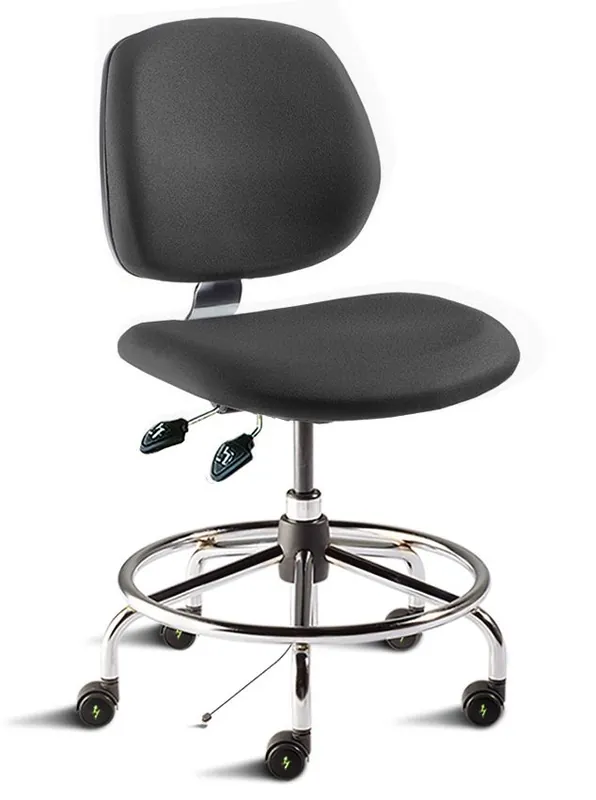 BioFit MVMT Tech Series HD Desk Height ESD Chair with Tubular Steel Base & Attached Footring