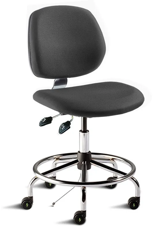 BioFit MVMT Tech Series HD Mid Height ESD Chair with Tubular Steel Base & Attached Footring