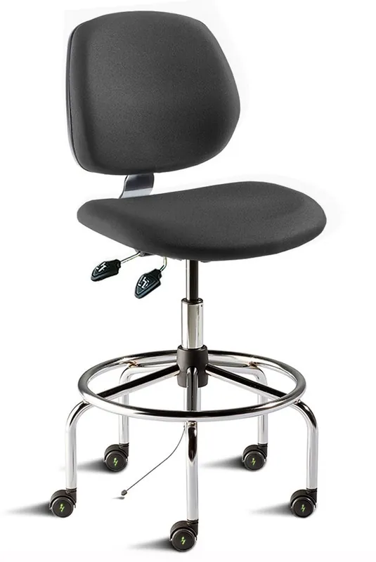 BioFit MVMT Tech Series HD Bench Height ESD Chair with Tubular Steel Base & Attached Footring