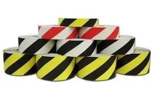DuraStripe Supreme V Floor Marking Tape, Hazard Striped, 2" x 400‘ Roll