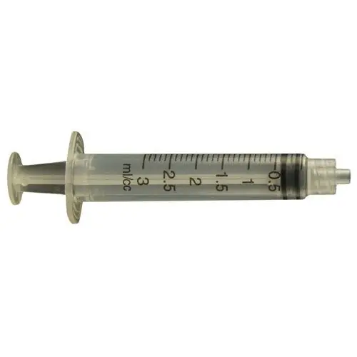 Jensen Global JG3CC-LL-100 Luer Lock Calibrated Manual Assembled Syringe, 3cc (Bag of 100)