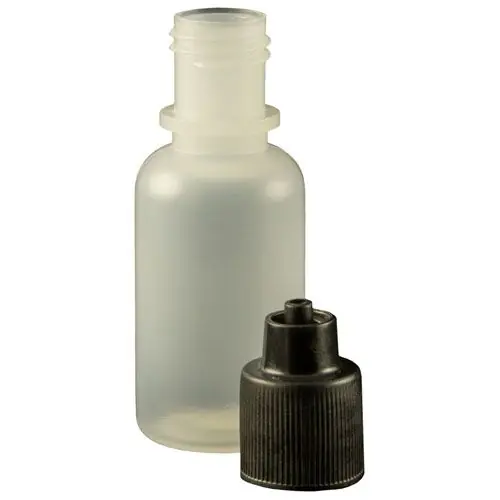 Jensen Global JG0.5BC Boston Round LDPE Bottle with Black Luer Lock Cap, 0.5 oz. (Bag of 10)