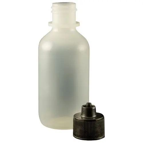Jensen Global JG2.0BC Boston Round LDPE Bottle with Black Luer Lock Cap, 2 oz. (Bag of 10)
