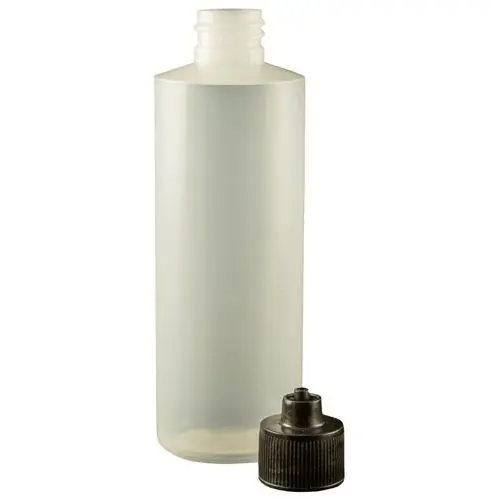 Jensen Global JG4.0BC Cylinder LDPE Bottle with Black Luer Lock Cap, 4 oz. (Bag of 10)