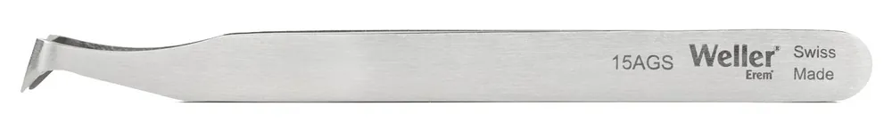 Erem 15AGS High Precision Swiss-Made Carbon Steel Cutting Tweezer with Narrow, Oblique Head & 0.217" Hardened Edge Tips for 30 AWG Soft Wire, 4.528" OAL