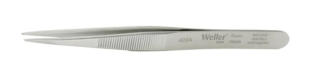 Erem 40SA Stainless Steel SMD Tweezer with Finger Grips & Straight, Rounded, Pointed 0.015" dia. Tips