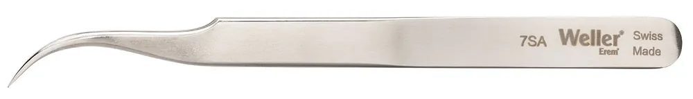 Erem 7SA Precision Stainless Steel Tweezer with Curved, Relieved, Fine, Pointed Tips