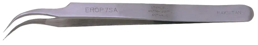 Erem EROP7SA Precision Stainless Steel Tweezer with Curved, Pointed Tips