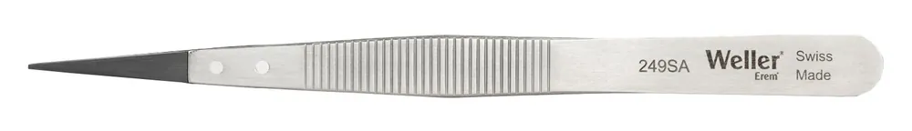 Erem 249SA Precision Medical-Grade ESD-Safe Stainless Steel Tweezer with Finger Grips & Replaceable Synthetic Straight, Pointed Tips