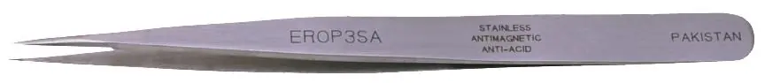 Erem EROP3SA Precision Stainless Steel Micro-Electronics Tweezer with Straight, Ultra Fine, Pointed Tips