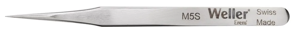 Erem M5S Precision Medical-Grade Micro Stainless Steel Tweezer with Straight, Robust, Very Pointed Tips