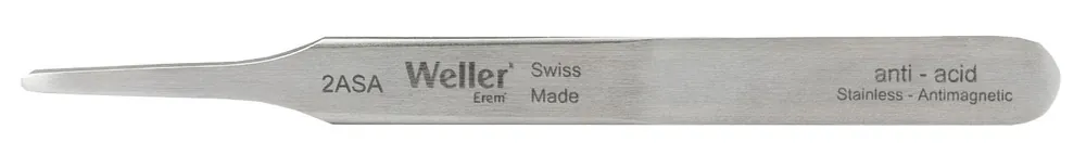 Erem 2ASA Precision Stainless Steel Component Gripping Tweezer with Straight, Flat, Rounded, 0.078" dia. Tips