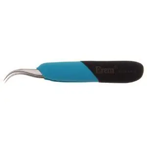 Erem TE3SA High Precision Swiss-Made ESD-Safe Stainless Steel Tweezer for Microelectronics with Ergonomic Handle & Straight Pointed Tips, 4.921" OAL