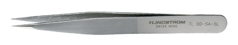 Lindstrom 00-SA-SL Service Level ESD-Safe Flat Edge Stainless Steel Tweezer with Straight, Strong, Pointed Tips