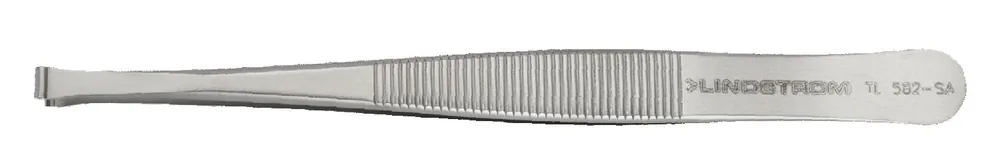 Lindstrom 582-SA ESD-Safe Stainless Steel Tweezer with Straight, Grooved Tips for 1.0mm Cylindrical Components