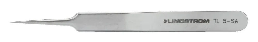 Lindstrom 5-SA High Precision ESD-Safe Stainless Steel Tweezer with Straight, Extra-Fine, Smooth, Pointed Tips
