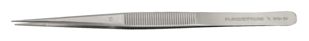 Lindstrom 648-SA ESD-Safe Stainless Steel Tweezer with Serrated Grips & Serrated, Straight, Strong, Fine, Pointed Tips & Aligning Pin