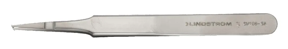 Lindstrom SM108-SA ESD-Safe Stainless Steel Tweezer SMD with Straight, 1.0mm Grooved Tips
