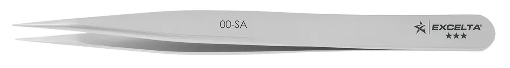 Excelta 00-SA ★★★ Swiss-Made Neverust® Anti-Magnetic Stainless Steel Tweezer with Straight, Strong, Medium Pointed Tips, 4.5" OAL