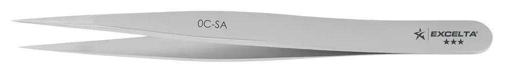 Excelta 0C-SA ★★★ Neverust® Stainless Steel Tweezer with Straight, Miniature, Fine, Pointed Tips
