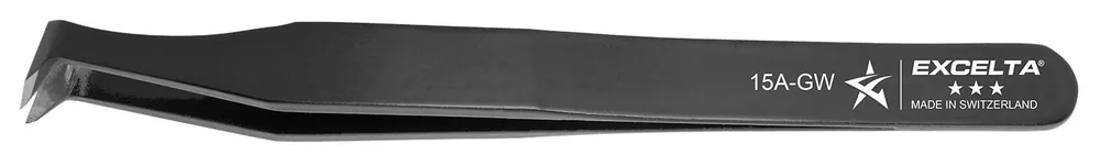 Excelta 15A-GW ★★★ Swiss-Made ESD-Safe Carbon Steel Cutting Tweezer with 70° Angulated Tips for 35 AWG Soft Wire, 4.5" OAL