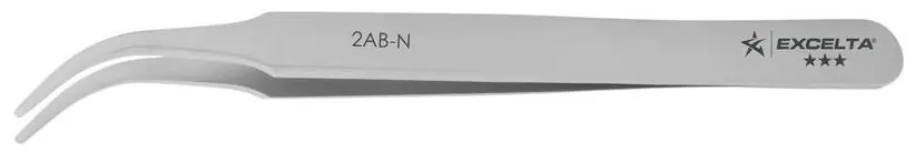 Excelta 2AB-N ★★★ Nickel Silver SMD Tweezer with 43° Curved, Flat, Tapered, Pointed, 0.059" Wide Tips