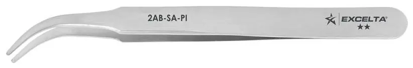 Excelta 2AB-SA-PI ★★ Stainless Steel SMD Tweezer with 43° Curved, Flat, Tapered, Pointed Tips