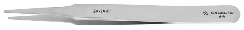 Excelta 2A-SA-PI ★★ Italian-Made Stainless Steel SMD Tweezer with Straight, Flat, Tapered Pointed Tips, 4.75" OAL