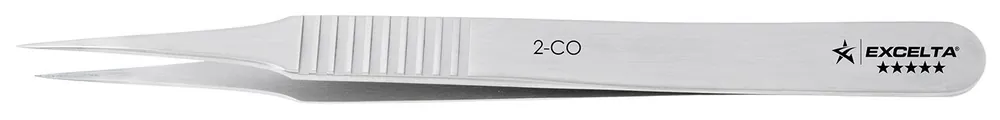 Excelta 2-CO ★★★★★ Swiss-Made Cobaly Steel Tweezer with Straight, Tapered, Extreme Precision, Fine Pointed Tips, 4.75" OAL